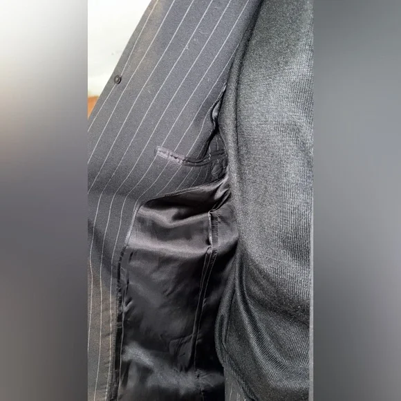 Black Pinstripe Custom Men's Suit - Rocky’s Custom Clothes